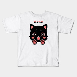 Cute Black Cat Paw Anime Kids T-Shirt